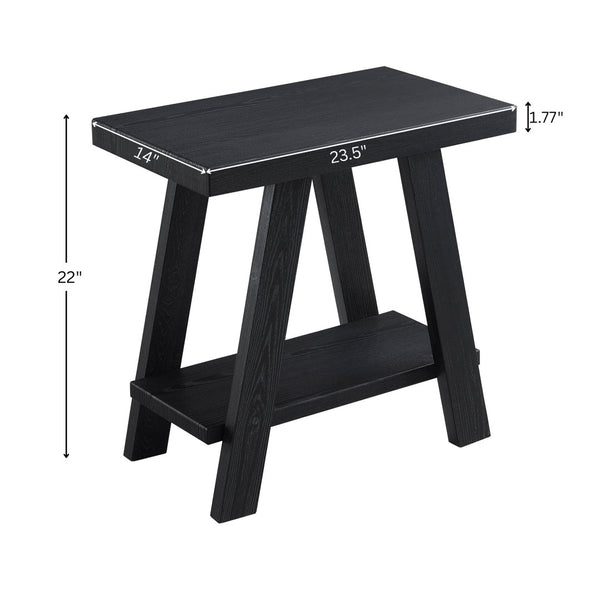 English Elm Athens Sculptural Wood Veneer Side Table with Open Shelf for Modern Living Spaces Black T2574P164772