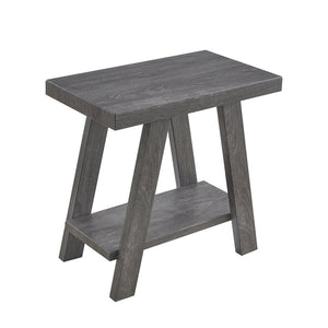 English Elm Athens Sculptural Wood Veneer Side Table with Open Shelf for Modern Living Spaces Gray T2574P164773
