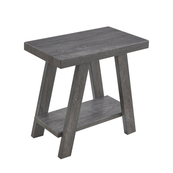 English Elm Athens Sculptural Wood Veneer Side Table with Open Shelf for Modern Living Spaces Gray T2574P164773