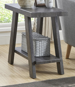 English Elm Athens Sculptural Wood Veneer Side Table with Open Shelf for Modern Living Spaces Gray T2574P164773