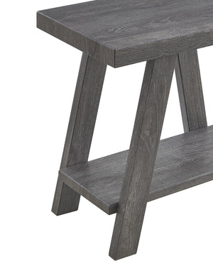 English Elm Athens Sculptural Wood Veneer Side Table with Open Shelf for Modern Living Spaces Gray T2574P164773