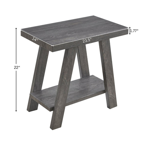 English Elm Athens Sculptural Wood Veneer Side Table with Open Shelf for Modern Living Spaces Gray T2574P164773