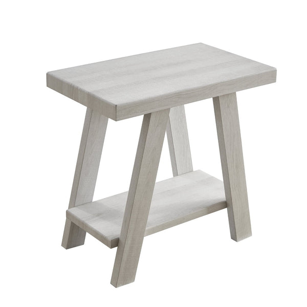 English Elm Athens Sculptural Wood Veneer Side Table with Open Shelf for Modern Living Spaces White T2574P164774