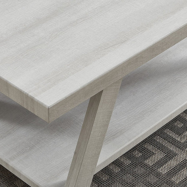 English Elm Athens Sculptural Wood Veneer Side Table with Open Shelf for Modern Living Spaces White T2574P164774