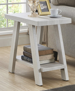 English Elm Athens Sculptural Wood Veneer Side Table with Open Shelf for Modern Living Spaces White T2574P164774