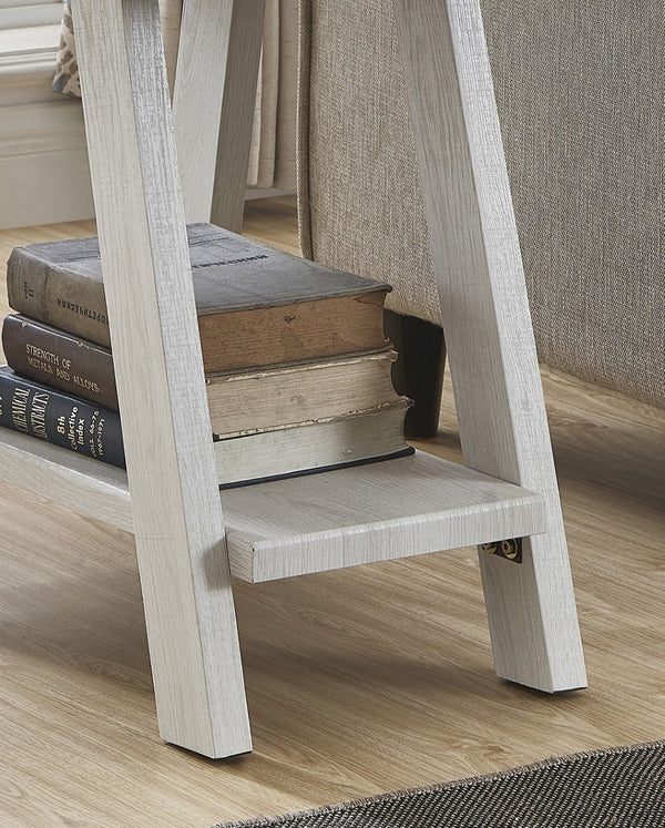 English Elm Athens Sculptural Wood Veneer Side Table with Open Shelf for Modern Living Spaces White T2574P164774