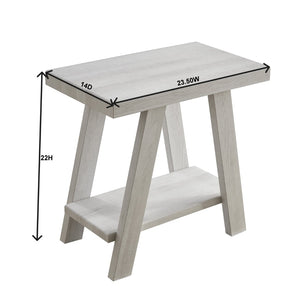 English Elm Athens Sculptural Wood Veneer Side Table with Open Shelf for Modern Living Spaces White T2574P164774