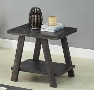 English Elm Athens Architectural End Table with Open Shelf and Hardwood Veneer Top for Living Room Charcoal T2574P164775