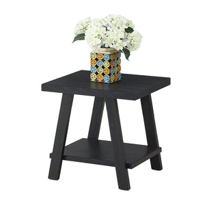 English Elm Athens Architectural End Table with Open Shelf and Hardwood Veneer Top for Living Room Black T2574P164776