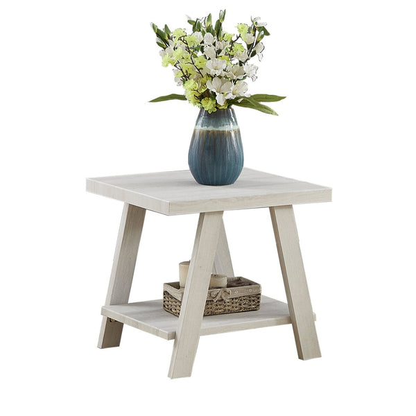 English Elm Athens Open Shelf End Table Hardwood Veneer White Living Room Accent Furniture White T2574P164777