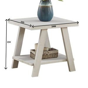 English Elm Athens Open Shelf End Table Hardwood Veneer White Living Room Accent Furniture White T2574P164777
