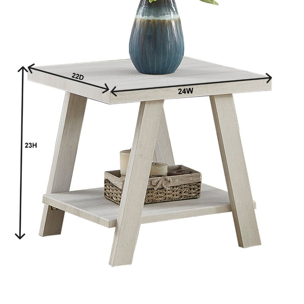 English Elm Athens Open Shelf End Table Hardwood Veneer White Living Room Accent Furniture White T2574P164777