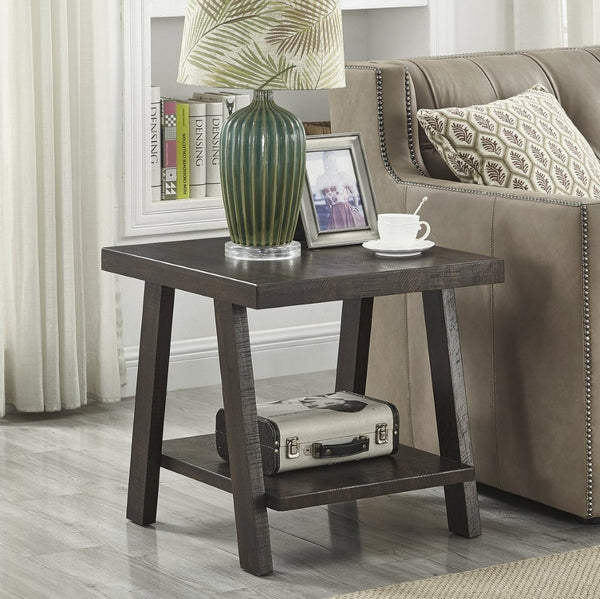 English Elm Athens Open Shelf End Table Hardwood Veneer White Living Room Accent Furniture Brown T2574P164778