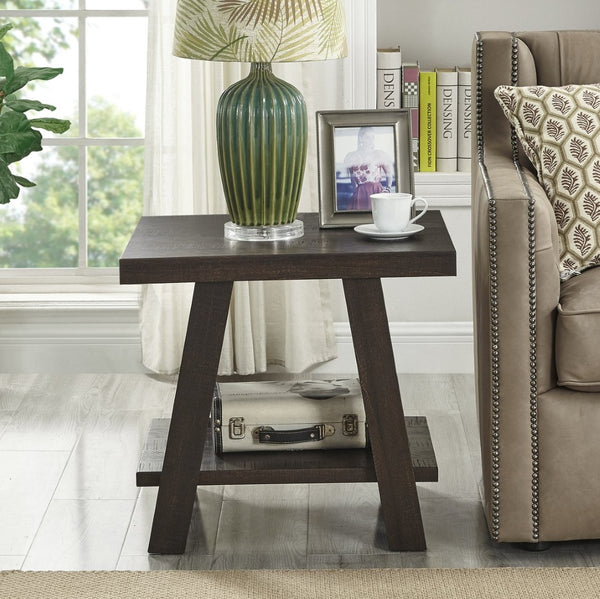 English Elm Athens Open Shelf End Table Hardwood Veneer White Living Room Accent Furniture Brown T2574P164778