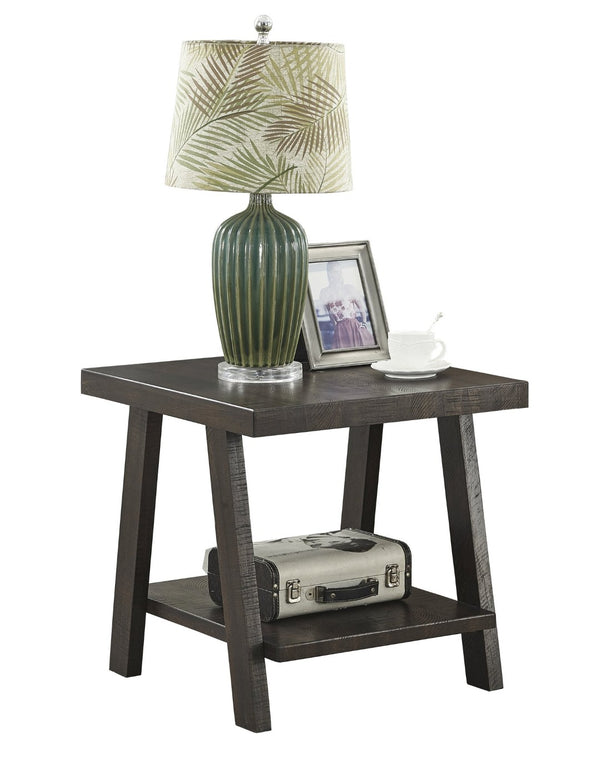 English Elm Athens Open Shelf End Table Hardwood Veneer White Living Room Accent Furniture Brown T2574P164778