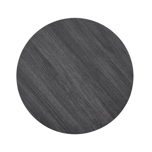 English Elm Anze Round Wood Grain End Table with Open Shelf for Modern Living Spaces Charcoal T2574P164782