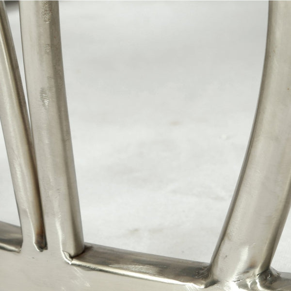 English Elm Kameral Genuine Marble Square Side Table with Sculptural Stainless Steel Base T2574P164787