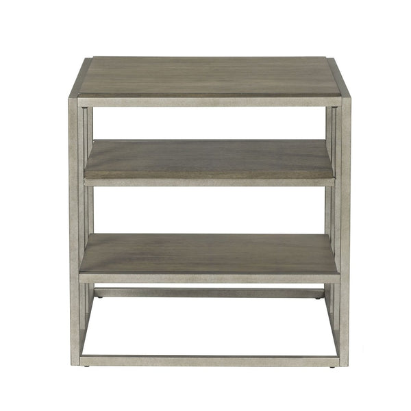 English Elm Padena Industrial Wood and Metal End Table with Tiered Shelves for Modern Living Rooms T2574P164788