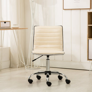 English Elm Fremo Chromel Faux Leather Mid-back Office Chair with Pneumatic Lift and Swivel Base Beige T2574P164789