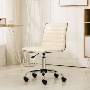 English Elm Fremo Chromel Faux Leather Mid-back Office Chair with Pneumatic Lift and Swivel Base Beige T2574P164789