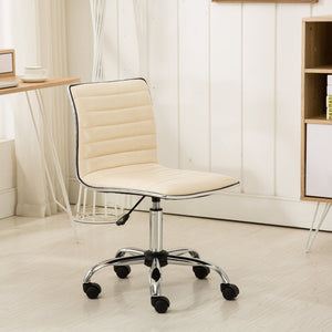 English Elm Fremo Chromel Faux Leather Mid-back Office Chair with Pneumatic Lift and Swivel Base Beige T2574P164789