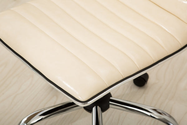 English Elm Fremo Chromel Faux Leather Mid-back Office Chair with Pneumatic Lift and Swivel Base Beige T2574P164789