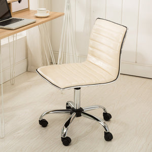English Elm Fremo Chromel Faux Leather Mid-back Office Chair with Pneumatic Lift and Swivel Base Beige T2574P164789