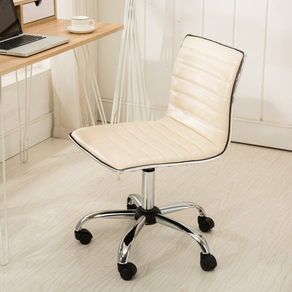 English Elm Fremo Chromel Faux Leather Mid-back Office Chair with Pneumatic Lift and Swivel Base Beige T2574P164789