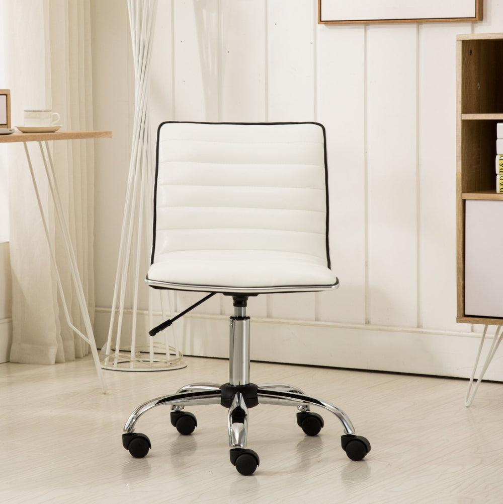 English Elm Fremo Chromel Faux Leather Mid-back Office Chair with Pneumatic Lift and Swivel Base White T2574P164792