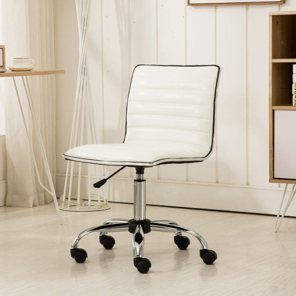 English Elm Fremo Chromel Faux Leather Mid-back Office Chair with Pneumatic Lift and Swivel Base White T2574P164792