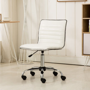 English Elm Fremo Chromel Faux Leather Mid-back Office Chair with Pneumatic Lift and Swivel Base White T2574P164792