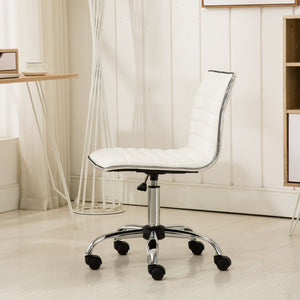 English Elm Fremo Chromel Faux Leather Mid-back Office Chair with Pneumatic Lift and Swivel Base White T2574P164792