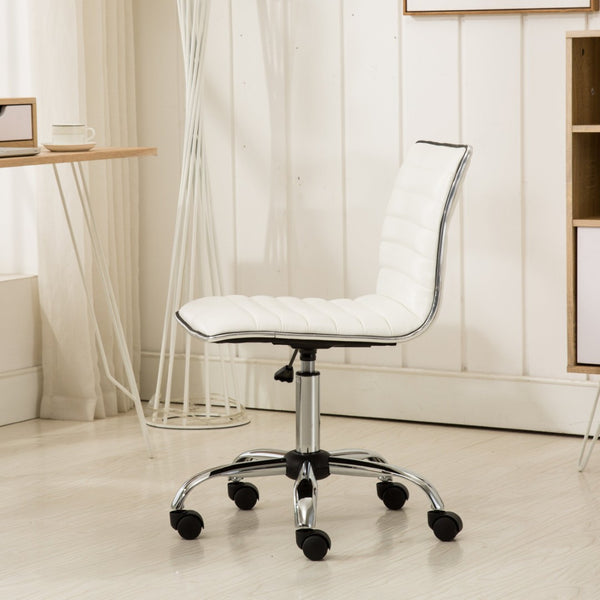 English Elm Fremo Chromel Faux Leather Mid-back Office Chair with Pneumatic Lift and Swivel Base White T2574P164792