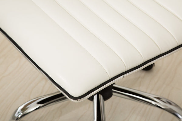 English Elm Fremo Chromel Faux Leather Mid-back Office Chair with Pneumatic Lift and Swivel Base White T2574P164792