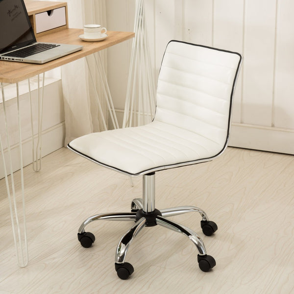 English Elm Fremo Chromel Faux Leather Mid-back Office Chair with Pneumatic Lift and Swivel Base White T2574P164792