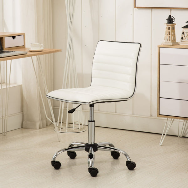 English Elm Fremo Chromel Faux Leather Mid-back Office Chair with Pneumatic Lift and Swivel Base White T2574P164792