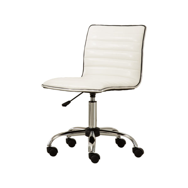 English Elm Fremo Chromel Faux Leather Mid-back Office Chair with Pneumatic Lift and Swivel Base White T2574P164792