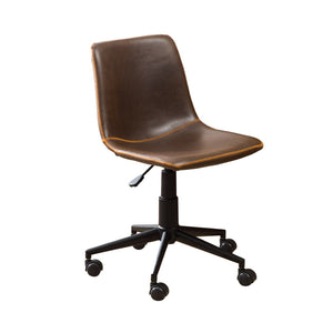 English Elm Cesena Faux Leather Swivel Office Chair with Gas Lift and Industrial Steel Base Brown T2574P164793
