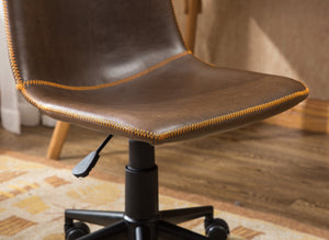 English Elm Cesena Faux Leather Swivel Office Chair with Gas Lift and Industrial Steel Base Brown T2574P164793