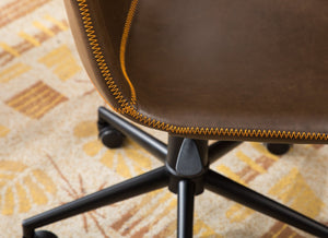 English Elm Cesena Faux Leather Swivel Office Chair with Gas Lift and Industrial Steel Base Brown T2574P164793