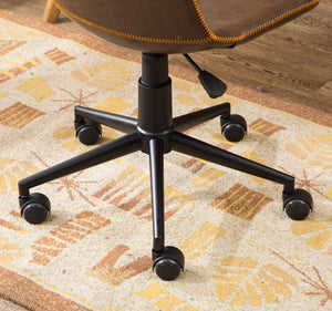 English Elm Cesena Faux Leather Swivel Office Chair with Gas Lift and Industrial Steel Base Brown T2574P164793