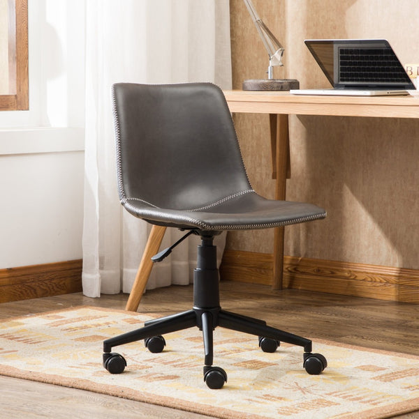 English Elm Cesena Faux Leather Swivel Office Chair with Gas Lift and Industrial Steel Base Gray T2574P164794