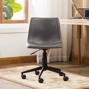 English Elm Cesena Faux Leather Swivel Office Chair with Gas Lift and Industrial Steel Base Gray T2574P164794