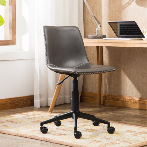 English Elm Cesena Faux Leather Swivel Office Chair with Gas Lift and Industrial Steel Base Gray T2574P164794