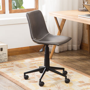 English Elm Cesena Faux Leather Swivel Office Chair with Gas Lift and Industrial Steel Base Gray T2574P164794