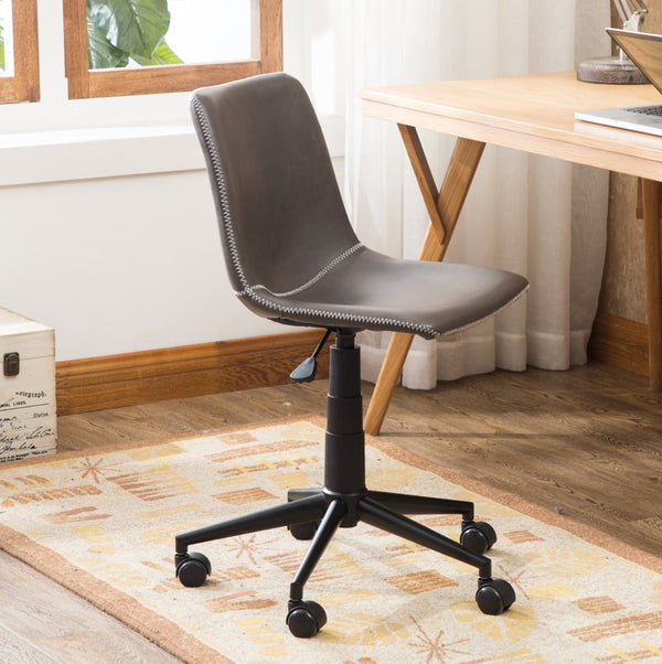 English Elm Cesena Faux Leather Swivel Office Chair with Gas Lift and Industrial Steel Base Gray T2574P164794
