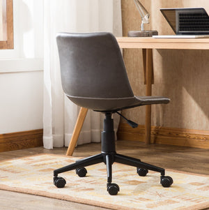English Elm Cesena Faux Leather Swivel Office Chair with Gas Lift and Industrial Steel Base Gray T2574P164794