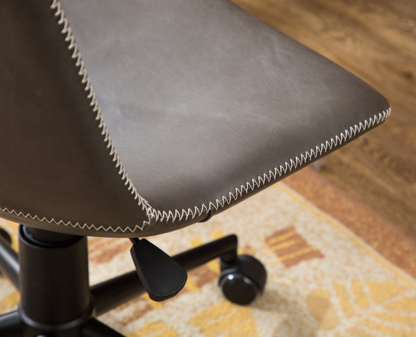 English Elm Cesena Faux Leather Swivel Office Chair with Gas Lift and Industrial Steel Base Gray T2574P164794
