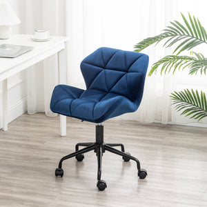 English Elm Eldon Velvet Tufted Swivel Chair Adjustable Height Glam Office or Accent Seat Blue T2574P164795