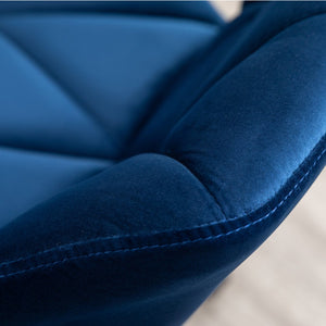 English Elm Eldon Velvet Tufted Swivel Chair Adjustable Height Glam Office or Accent Seat Blue T2574P164795